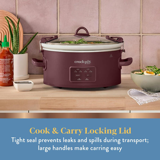 Crock-Pot 6 Qt. Cook & Carry Programmable Slow Cooker, Lambrusco — Product Information | Item Overview