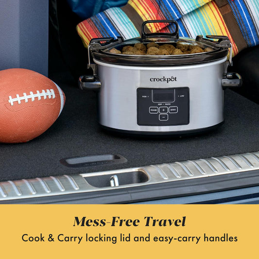 Crock-Pot Programmable 4-Quart Cook & Carry Slow Cooker, Stainless Steel — Product Details — Product Facts