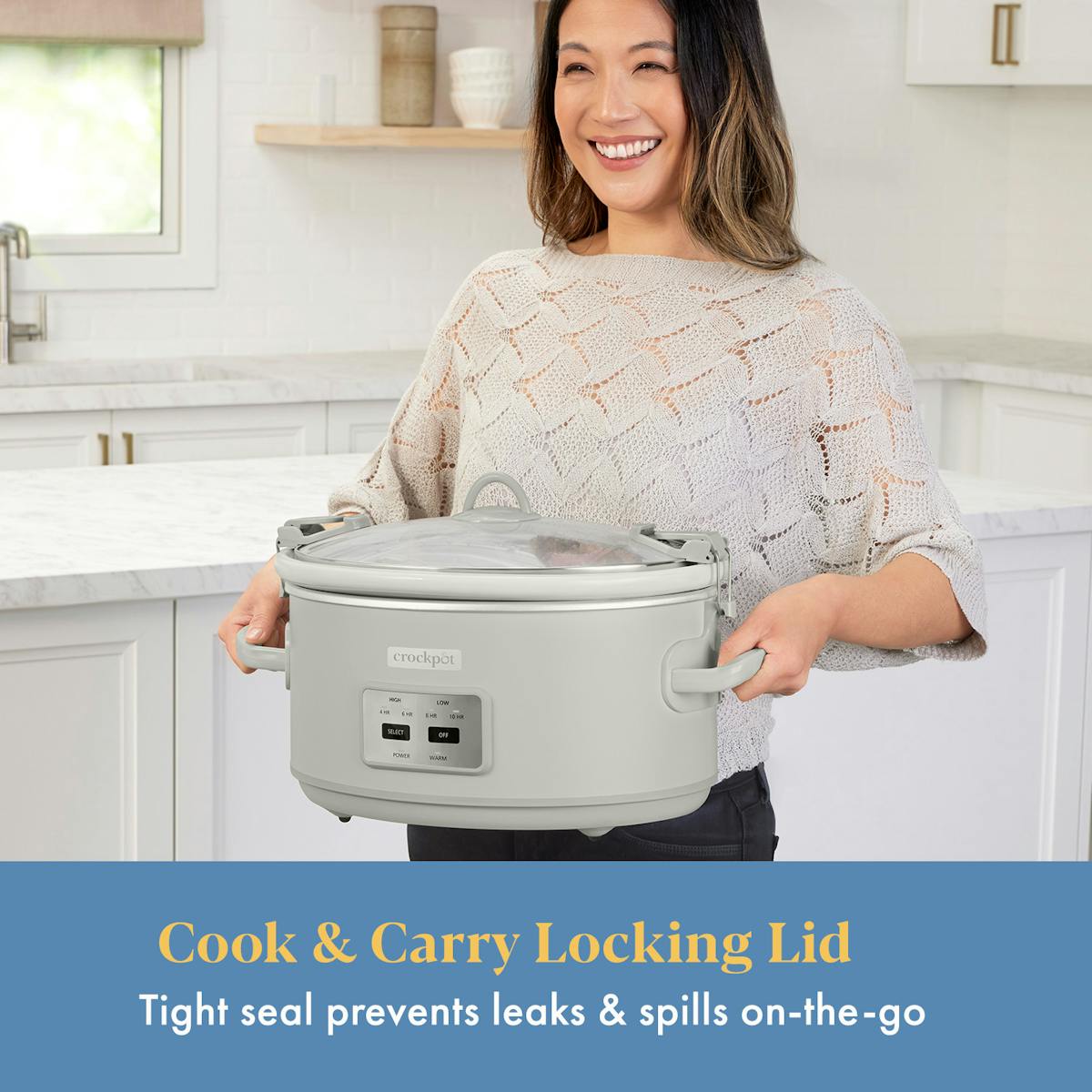 Crock-Pot 7 Qt. Cook & Carry Programmable Slow Cooker with Carry Bag, Oat Milk Cream — Product Information | Item Overview