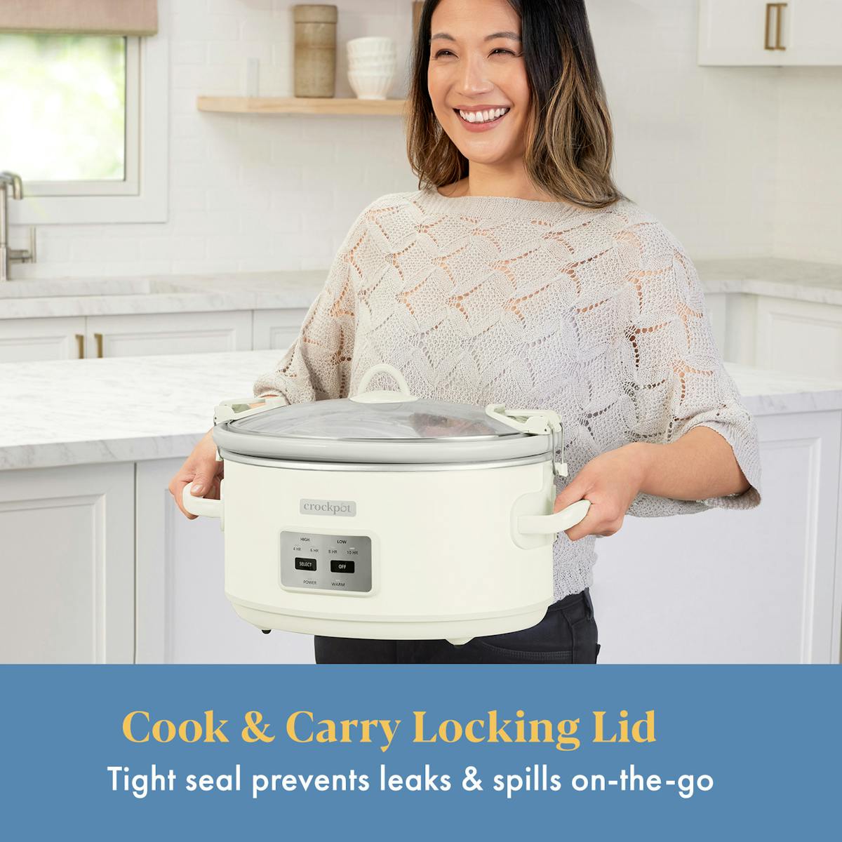 Crock-Pot 7 Qt. Cook & Carry Programmable Slow Cooker with Carry Bag, Oat Milk Cream — Product Information | Item Overview