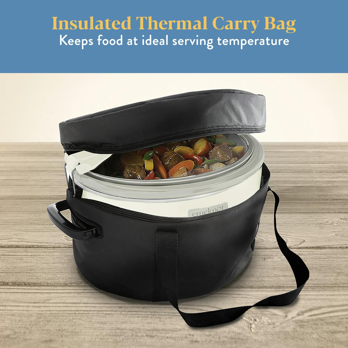 Crock-Pot 7 Qt. Cook & Carry Programmable Slow Cooker with Carry Bag, Oat Milk Cream — Product Information | Item Overview