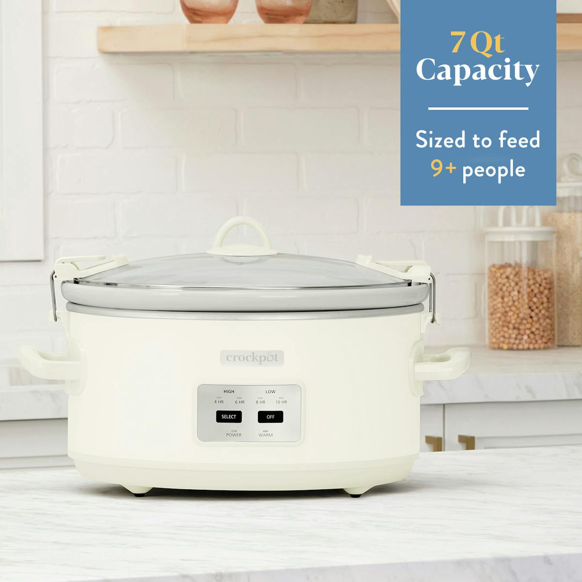 Crock-Pot 7 Qt. Cook & Carry Programmable Slow Cooker with Carry Bag, Oat Milk Cream — Product Information | Item Overview