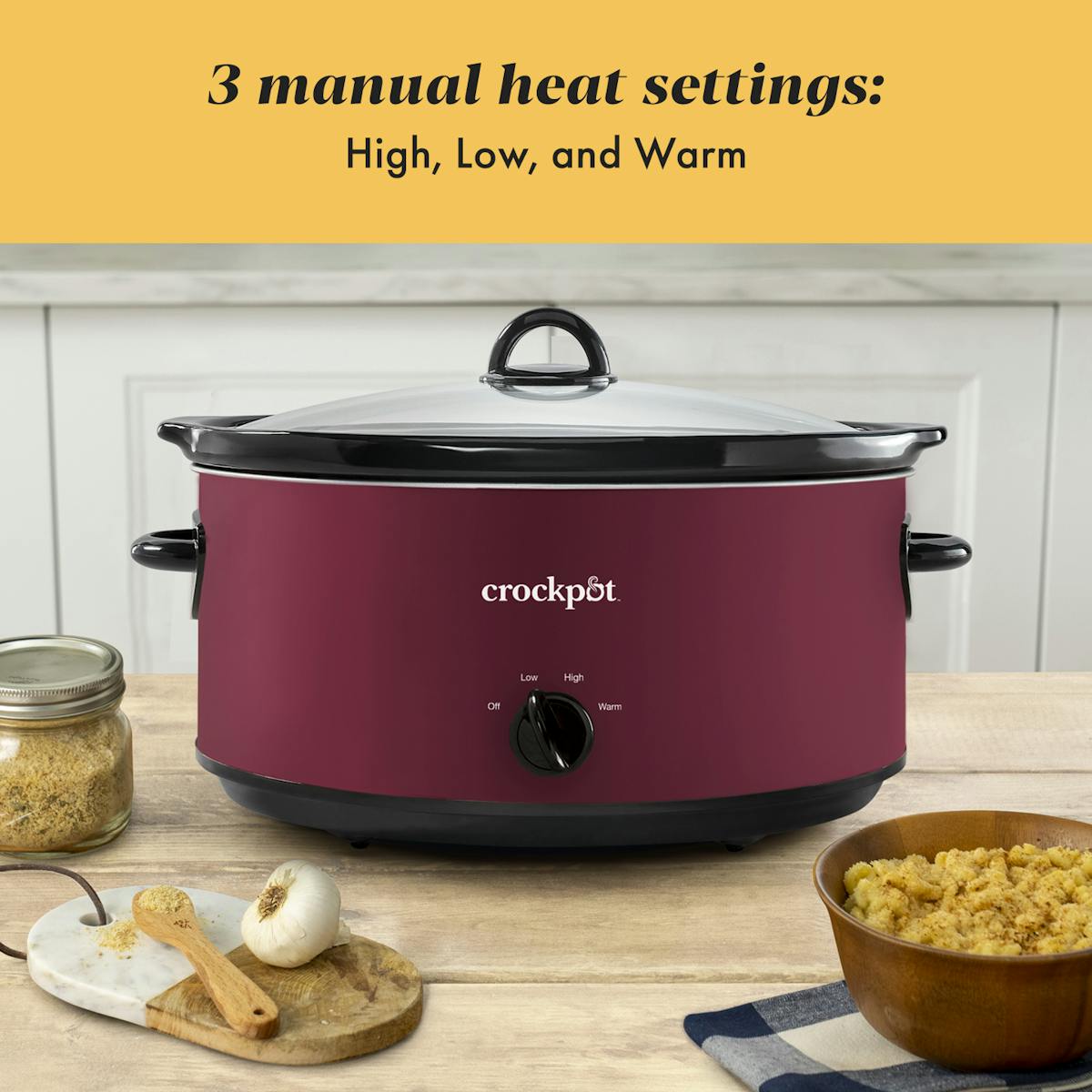 Crock-Pot Manual 8-Quart Slow Cooker, Rhubarb — Product Details — Item Information