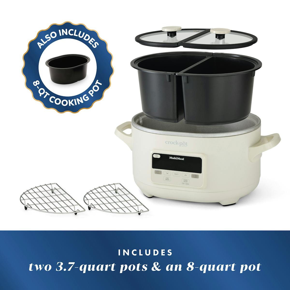 Crock-Pot MultiMeal Multicooker and Programmable Slow Cooker, With Extra 8-Qt. Cooking Pot, Oat Milk — Product Information — Item Information