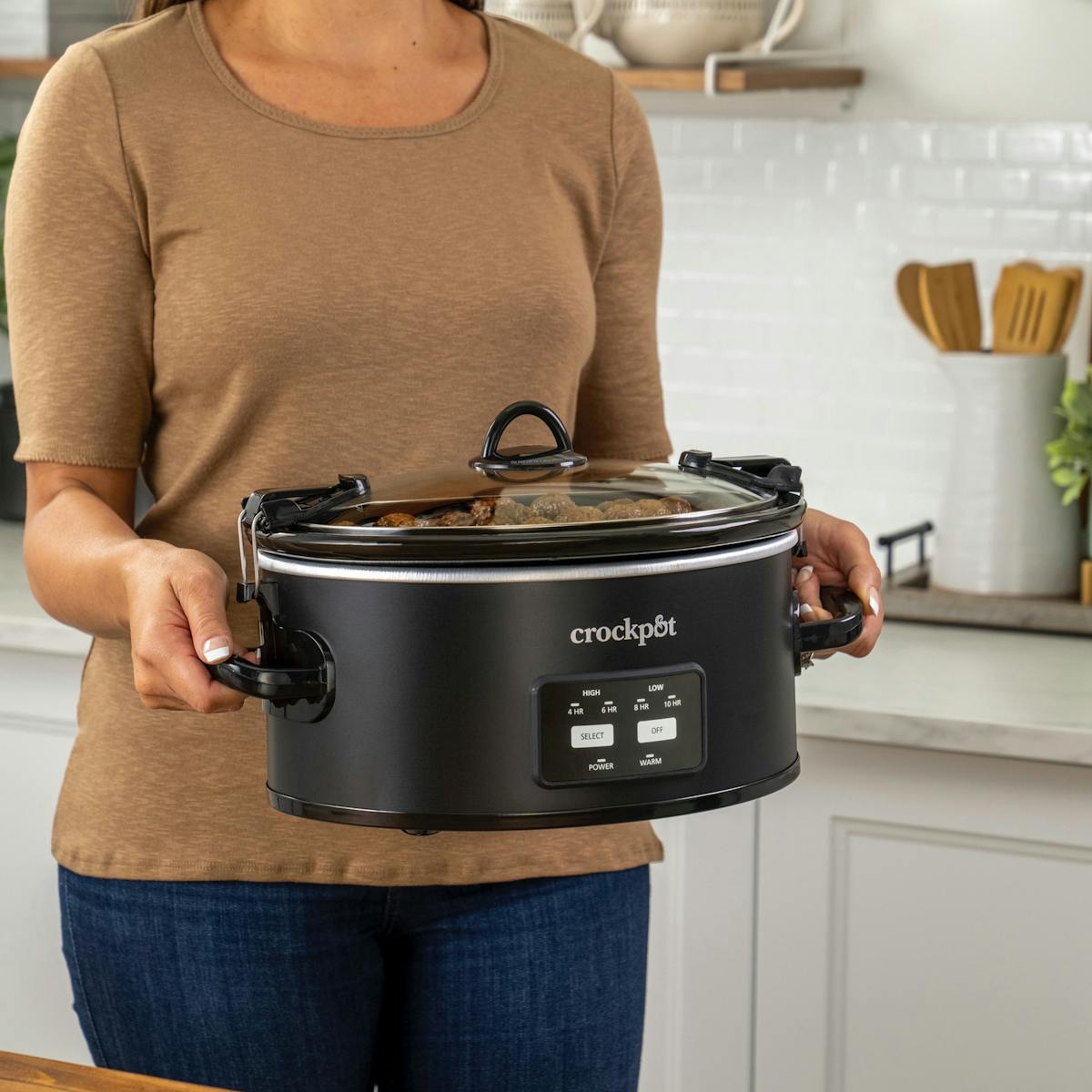 Crock-Pot One-Touch Control 6-Quart Cook & Carry Slow Cooker, Matte Black — Product Information | Product Overview
