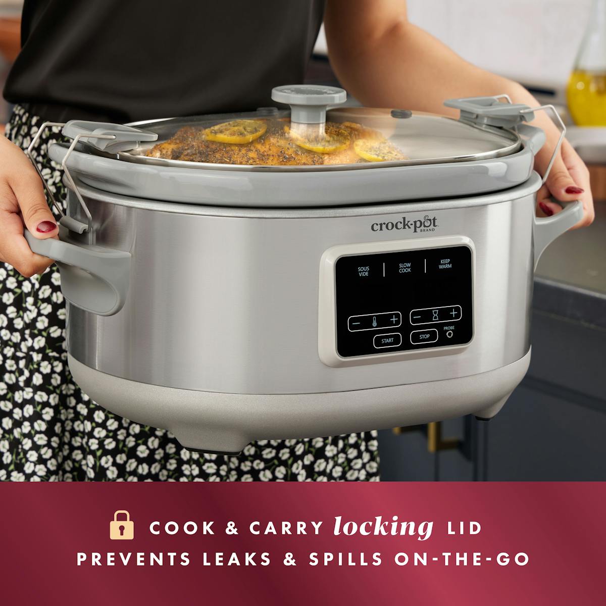 Crock-Pot Programmable 7-Quart Cook & Carry Slow Cooker with Sous Vide, Stainless Steel — Product Details — Details and Specifications
