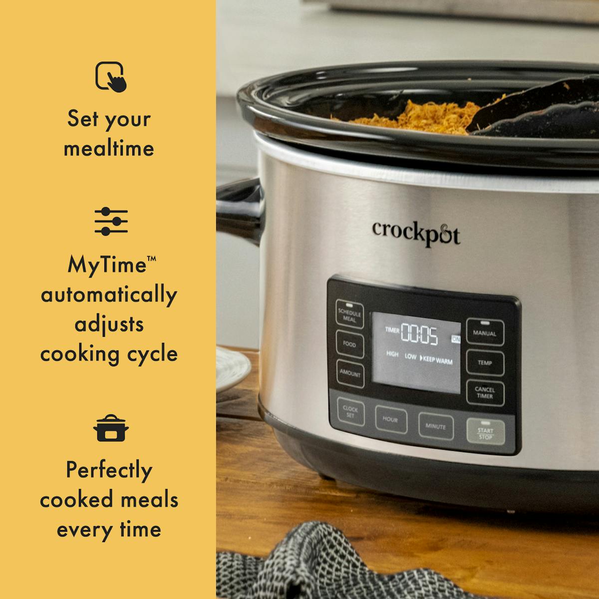 Crock-Pot Programmable 7-Quart MyTime Cook & CarrySlow Cooker, Stainless Steel | Item Details | Product Overview